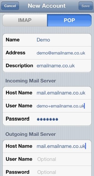 Enter mail.emailname.co.uk in both boxes.